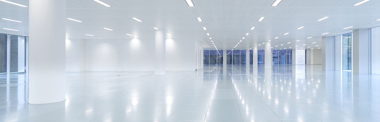 Empty white floor of a building