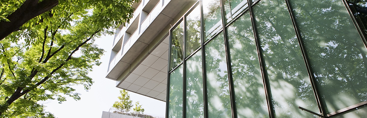 Glazed facade of a modern building