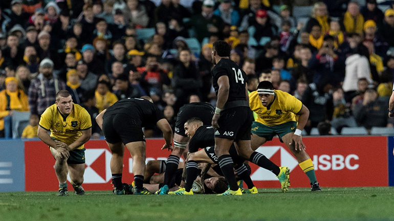 Rugby players at HSBC Sevens series event