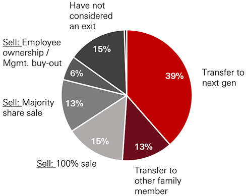 Plans to exit, leave or hand down a business - Graphical Representation