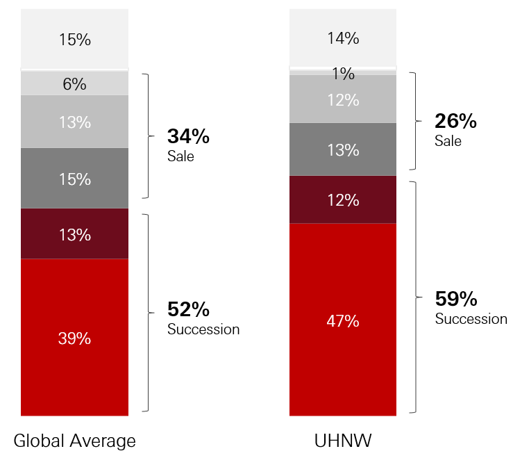 How entrepreneurs intend to exit, leave or hand down their business - Graphical Representation