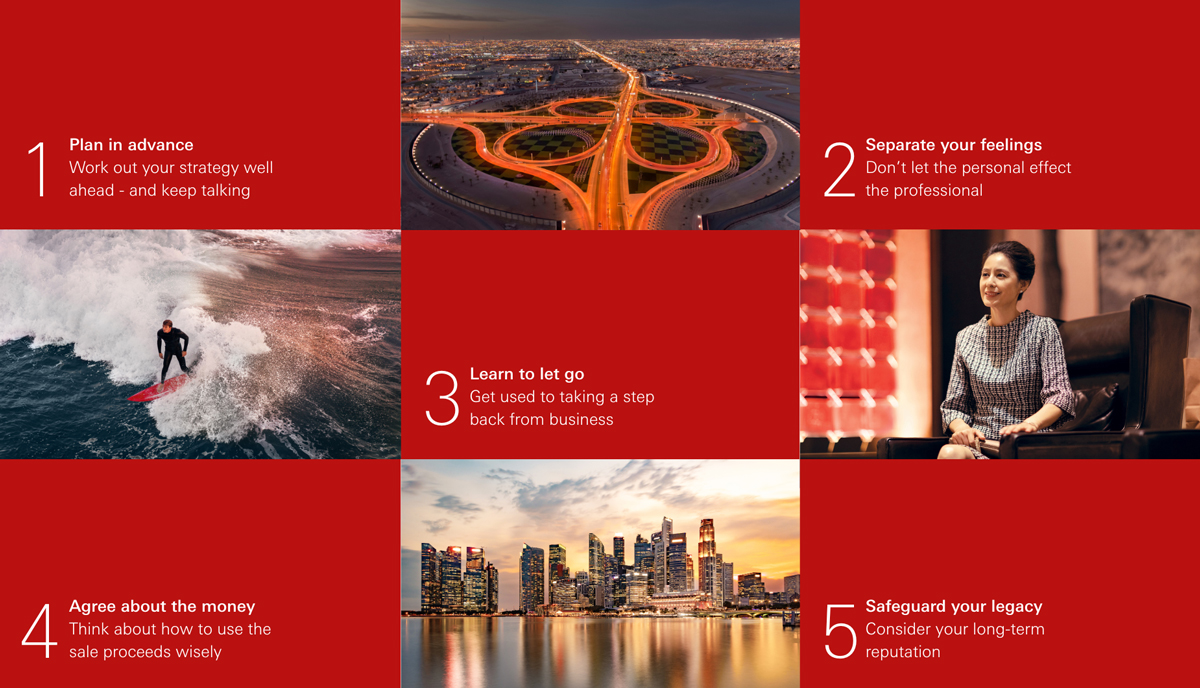 Five ways to approach such a succession dilemma, Plan in advance, Separate your feelings, Learn to let go, Agree about the money, and Safeguard your legacy - Info Graphics