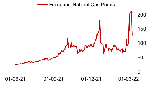 European natural gas prices remain elevated and volatile